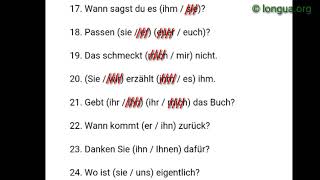 Übungen Akkusativ Dativ Pronomen mich mir dich dir ihm ihn sie ihr es uns euch ihnen [upl. by Janos329]