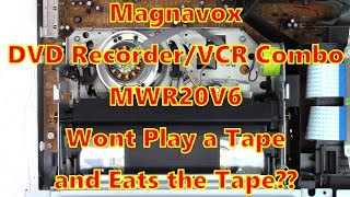 Magnavox MWR20V6 DVD VCR Combo sent from Illinois that eats tapes Normal services repaired it [upl. by Yniar]