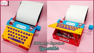 DIY Hello Kitty Typewriter toy Shape Desk OrganizerHow to make Desk Organizer with cardboard [upl. by Druci]