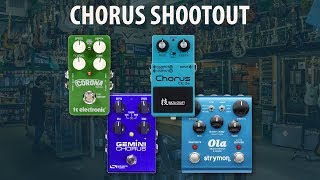 Chorus Pedal Shoot Out  TC Electronic Corona vs Source Audio Gemini vs Boss CE2w vs Strymon Ola [upl. by Fina286]