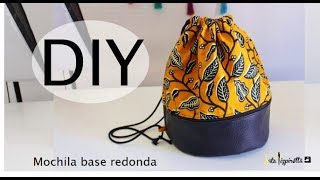 DIY Tutorial mochila de tela con polipiel y base redonda [upl. by Pincas]