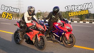 Daytona 675 vs CBR 600RR FireBlade  Legendary Machines [upl. by Lejeune647]