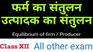 Equilibrium of Producer  Equilibrium of firm in hindi  फर्म का संतुलन  उत्पादक का संतुलन [upl. by Lupiv]