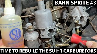 Rebuilding the SU H1 Carburetors on Barn Sprite 3 [upl. by Nannarb]