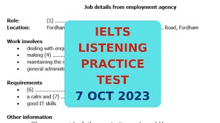 IELTS LISTENING PRACTICE TEST 7 OCT 2023 [upl. by Madelina]