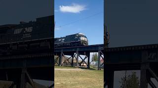 NS 4859 AC44C6M leads Coal train over trestle in Kenovanorfolksouthern train railfaning [upl. by Hewes]