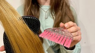 ASMR Relaxing hair brushing  scalp oiling  lofi  brushing your hair  No talking [upl. by Ahsikin640]