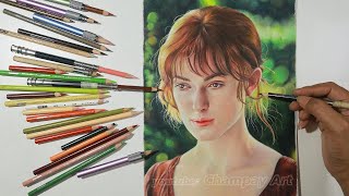 Drawing Realistic Elizabeth Bennet Pride and Prejudice Prismacolor Colored Pencils Keira Knightley [upl. by Sharma232]