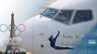 Jocurile Olimpice 2024 Sportivii români au ajuns la Paris cu avionul ”Nadia Comăneci” [upl. by Shaylynn510]