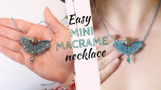 How to make an easy boho macrame necklace tutorial micro macrame necklace WITH BEADS [upl. by Ennaeus159]