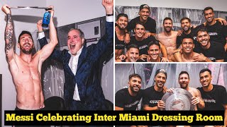 Messi And Inter Miami Players Insane Dressing Room Celebration [upl. by Elaen377]