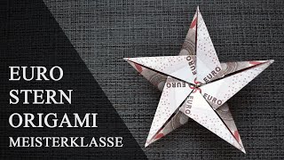 Origami WEIHNACHTSSTERN  Geldgeschenk GELD FALTEN  Money CHRISTMAS STAR  Tutorial by Euro Origami [upl. by Onofredo]