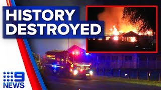 Three decades of history destroyed in Masonic centre fire in Sydney  9 News Australia [upl. by Noyerb]