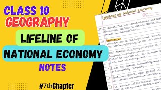 Lifelines of national economy notes class 10th CBSE  Geography chapter 7 handwritten notes class 10 [upl. by Steven959]