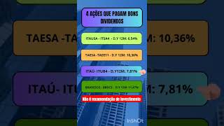 ações dividendos itsa4 taee11 itub4 bbdc3 shorts [upl. by Alyos]