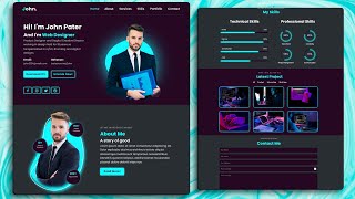 Build a Complete Responsive Personal Portfolio Website using HTML CSS Javascript [upl. by Llerrehs]