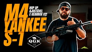 ReviewTeste Rifle de Airsoft AEG M4 Yankee S1 da QGK [upl. by Earvin]