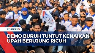 Demo Buruh Tuntut Kenaikan Upah di Majalengka Berujung Saling Dorong dengan Polisi [upl. by Dnalon]