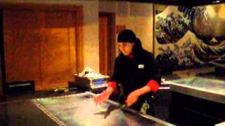 Hibachi Chef  Teppanyaki Cooking Show Freestyle [upl. by Ahsercul]