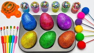 Satisfying Rainbow Slime Video  Mixing All Colorful Eggs with Lollipops amp Glitter Slime  ASMR Cut [upl. by Lodovico]