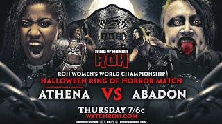 Abadon vs Athena for ROH womens world championship match Halloween Ring of Honor Horror match [upl. by Nahgiem]