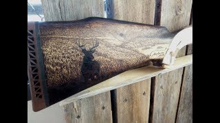 Rifle stock pyrography [upl. by Kellda]