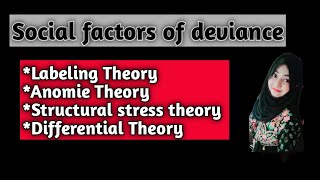 Social factors of devianceLabeling theoryAnomie theorySocial disorganization theoryDifferential [upl. by Driscoll]