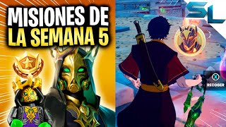 Como COMPLETAR TODAS las MISIONES DE LA SEMANA 5 TEMPORADA 2 CAPITULO 5 FORTNITE [upl. by Artenahs]