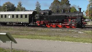 Zahnraddampflok 97 501 und KWSTE T3 930 unterwegs auf der Schwäbischen Alb am 1102023 [upl. by Ardeth]