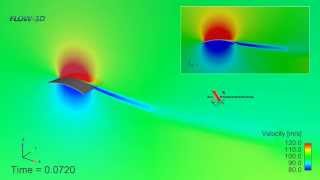 Flexible wing simulated with FLOW3D  Ala aeroelastica  Aile aérolélastique [upl. by Bensen]