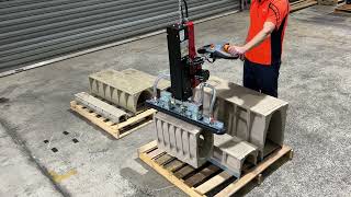 Vacuum lifter handling polycrete drain moulds [upl. by Navlys401]