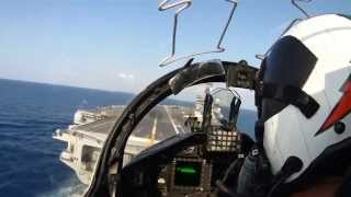 Carrier Approach T45C Goshawk Cross Wake Arrest [upl. by Magee]