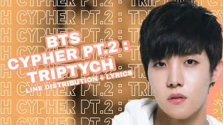 BTS  CYPHER PT2 TRIPTYCH line distribution  lyrics [upl. by Burroughs]