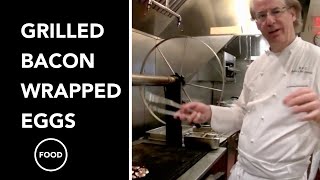 How to Grill Bacon Wrapped Eggs by Master Chef Robert Del Grande [upl. by Kall]