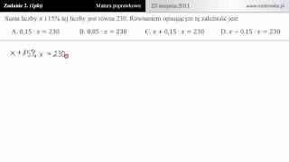 2 Procenty matura poprawkowa z matematyki 2011 [upl. by Banks335]