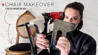 CHAIR MAKEOVER amp Tool Review  Which Staple Gun Is Right For You [upl. by Cavill]