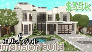 35k MODERN MANSION  bloxburg house build WITH VOICE [upl. by Araeit]