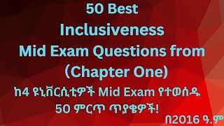 Inclusiveness Mid Exam Questions from Chapter One For All Freshman Students in Ethiopia [upl. by Alyehs30]