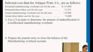 Intro to Managerial Accounting Recording Completion Sales UnderOverallocation of Finished Goods [upl. by Averir887]