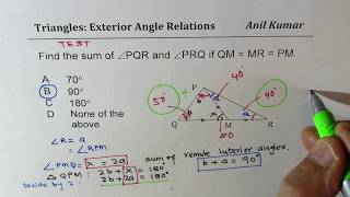 Exterior Angle Theorem in a Triangle Concept Application [upl. by Ysied21]