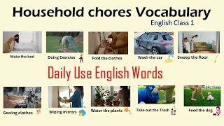 Household chores vocabulary  Daily Use English Words  Learn English [upl. by Warfourd]