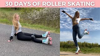 30 DAYS OF ROLLER SKATING PROGRESS  Learning To Roller Skate PART 1 [upl. by Atilam]