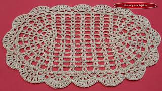 Como tejer Carpeta a crochet o ganchillo ovalada tejido hermoso crochet carpetas [upl. by Eendys698]