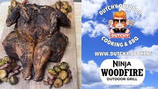 Ninja Woodfire Grill Sizzling Spatchcook Chicken Smoked To Perfection DutchyOutdoorCookingBBQ [upl. by Ruenhcs]