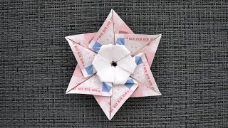 Euro SECHSZACKIGER STERN Origami Geldgeschenk GELD FALTEN  Geschenk  Money STAR  Tutorial [upl. by Salangia]