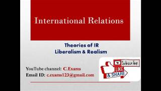 Theories of IR Liberalism amp Realism UrduHindi CSSPMSIASUPSCGK [upl. by Phemia]