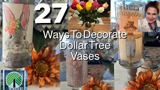 27 GENIUS DOLLAR TREE VASE DIYS with Illumination [upl. by Yadahs]