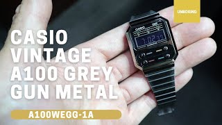 Unboxing Casio Vintage A100 Grey Gun Metal A100WEGG1A [upl. by Jankey722]