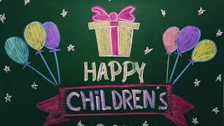 Childrens Day Blackboard Decoration  Childrens Day School Decoration Idea  Blackboard decoration [upl. by Norri]