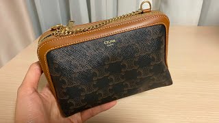 REVIEW CELINE CLUTCH WITH CHAIN TAN COLOR  กระเป๋าใบจิ๋วแต่แจ๋ว ราคาน่ารัก เข้ากับทุกชุด [upl. by Modnarb]